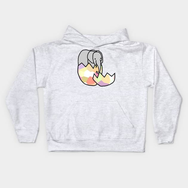 Elephant Hatching from Easter Egg Kids Hoodie by ellenhenryart